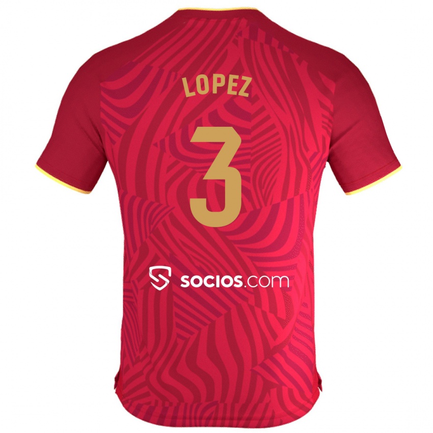 Kinder David López #3 Rot Auswärtstrikot Trikot 2023/24 T-Shirt Österreich