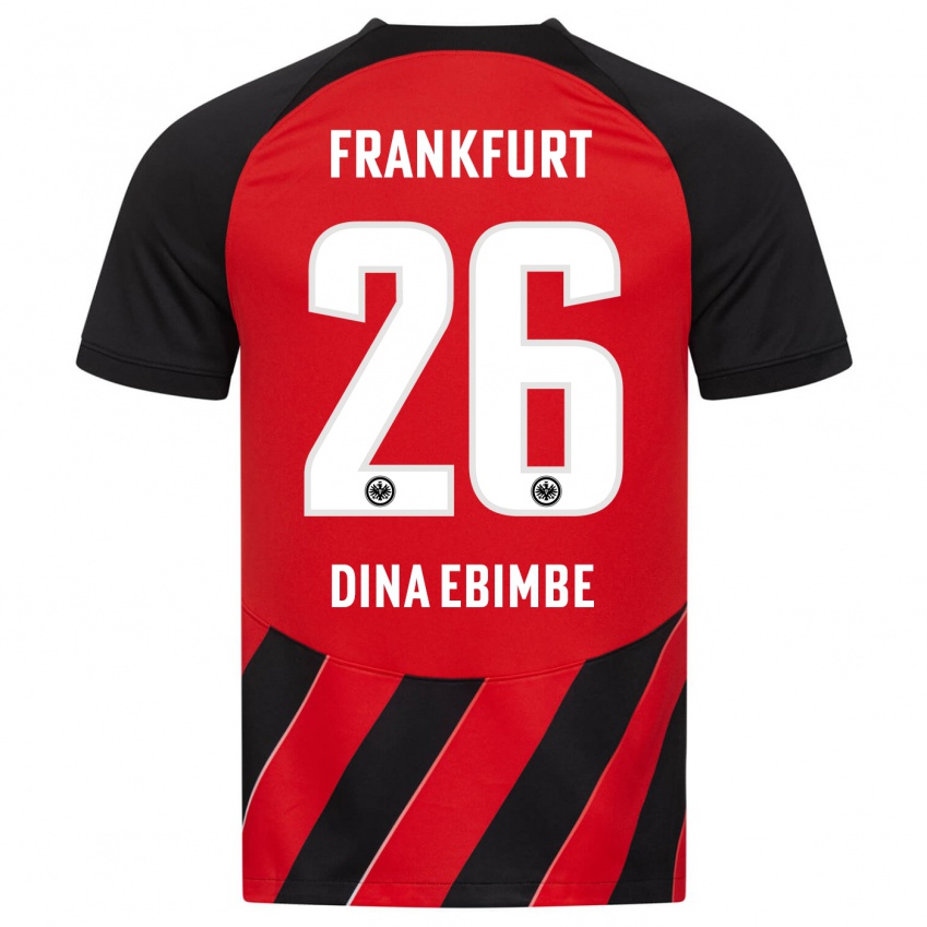 Herren Junior Dina Ebimbe #26 Rot Schwarz Heimtrikot Trikot 2023/24 T-Shirt Österreich