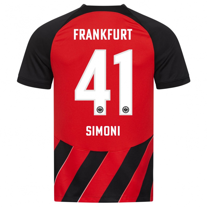 Herren Simon Simoni #41 Rot Schwarz Heimtrikot Trikot 2023/24 T-Shirt Österreich