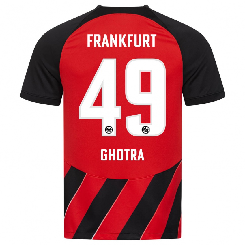 Herren Harpreet Ghotra #49 Rot Schwarz Heimtrikot Trikot 2023/24 T-Shirt Österreich