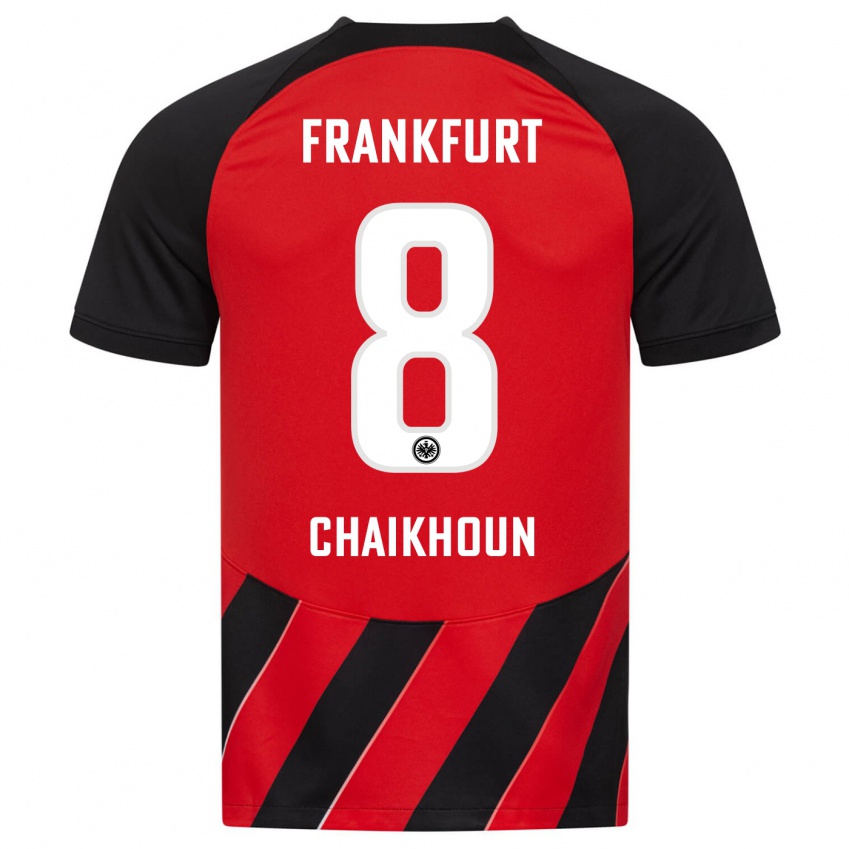 Herren Ayoub Chaikhoun #8 Rot Schwarz Heimtrikot Trikot 2023/24 T-Shirt Österreich