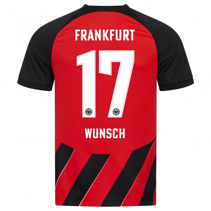 Herren Paul Wünsch #17 Rot Schwarz Heimtrikot Trikot 2023/24 T-Shirt Österreich