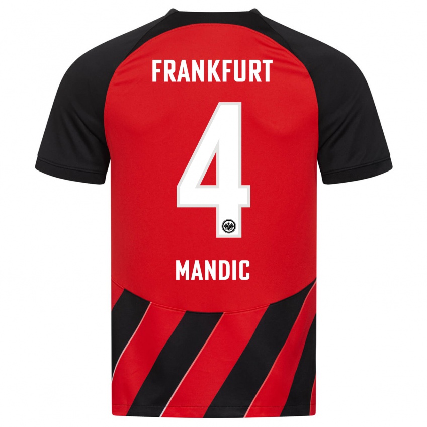 Herren Kristian Mandic #4 Rot Schwarz Heimtrikot Trikot 2023/24 T-Shirt Österreich