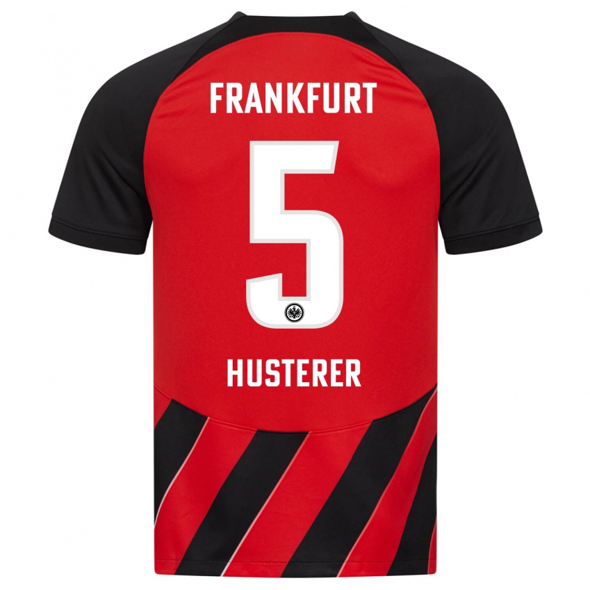 Herren Lean Husterer #5 Rot Schwarz Heimtrikot Trikot 2023/24 T-Shirt Österreich