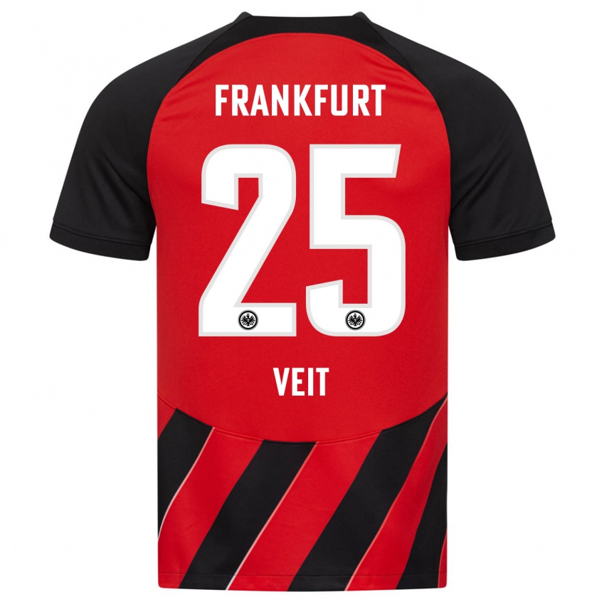 Herren Jella Veit #25 Rot Schwarz Heimtrikot Trikot 2023/24 T-Shirt Österreich