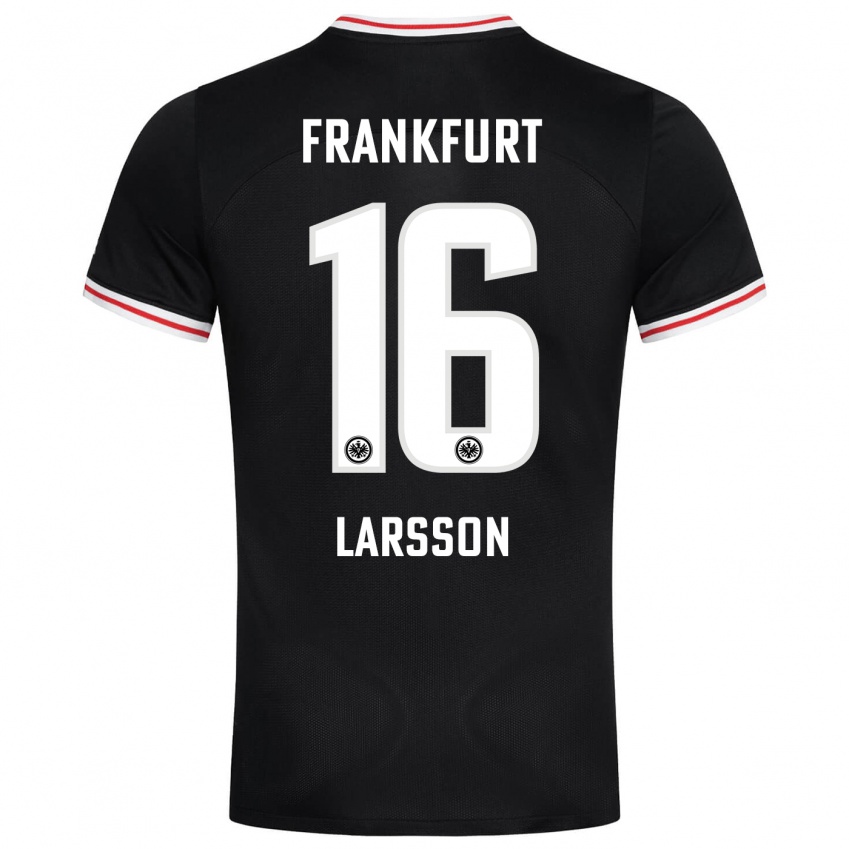 Herren Hugo Larsson #16 Schwarz Auswärtstrikot Trikot 2023/24 T-Shirt Österreich