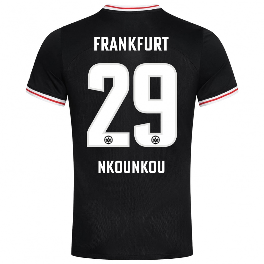 Herren Niels Nkounkou #29 Schwarz Auswärtstrikot Trikot 2023/24 T-Shirt Österreich