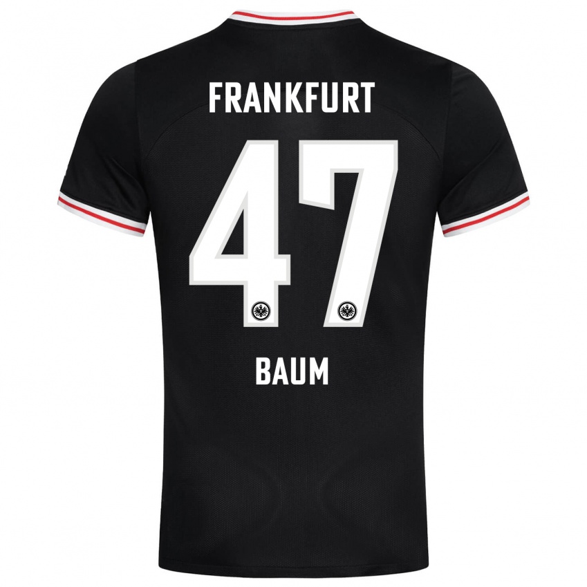 Herren Elias Baum #47 Schwarz Auswärtstrikot Trikot 2023/24 T-Shirt Österreich