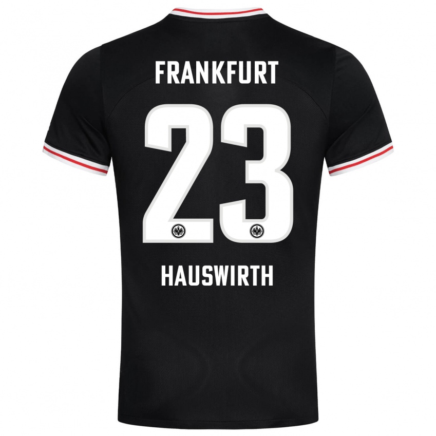 Herren Max Hauswirth #23 Schwarz Auswärtstrikot Trikot 2023/24 T-Shirt Österreich