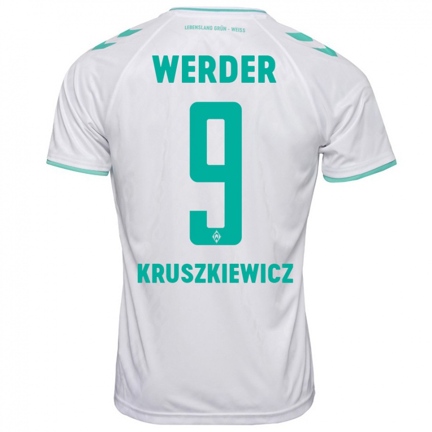 Herren Jakub Kruszkiewicz #9 Weiß Auswärtstrikot Trikot 2023/24 T-Shirt Österreich