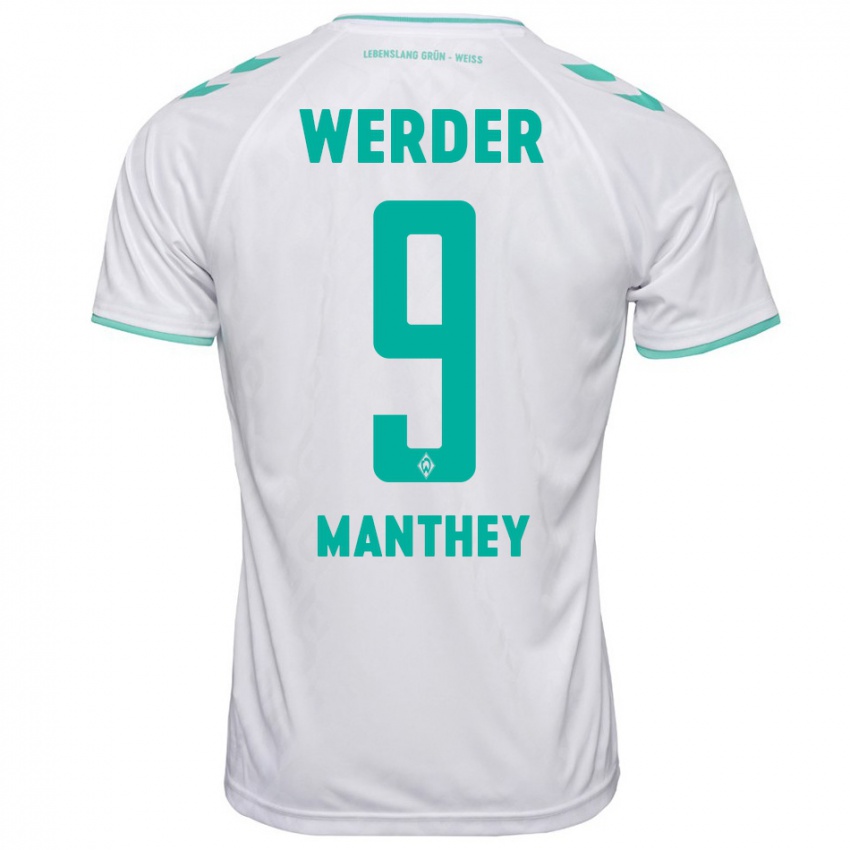 Herren Kevin Manthey #9 Weiß Auswärtstrikot Trikot 2023/24 T-Shirt Österreich