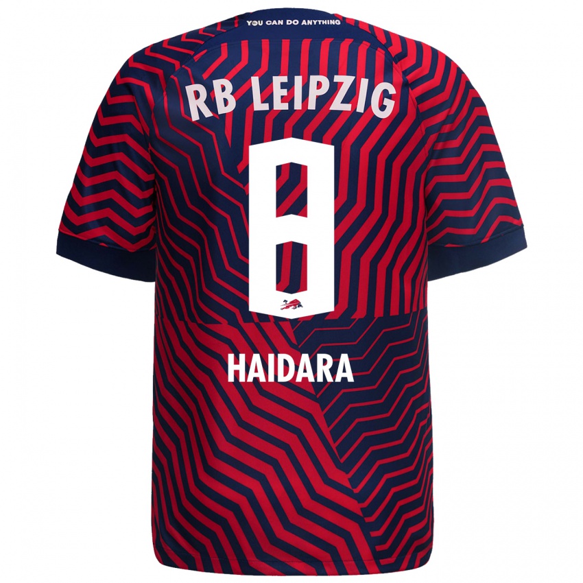 Herren Amadou Haidara #8 Blau Rot Auswärtstrikot Trikot 2023/24 T-Shirt Österreich