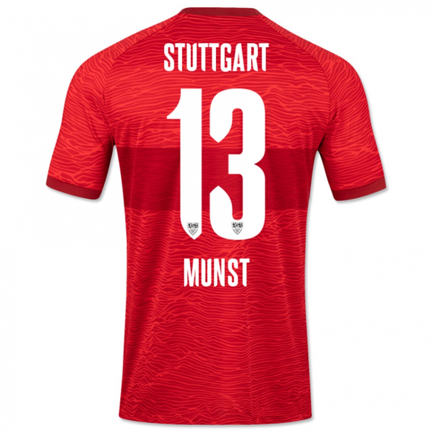 Herren Leonhard Münst #13 Rot Auswärtstrikot Trikot 2023/24 T-Shirt Österreich