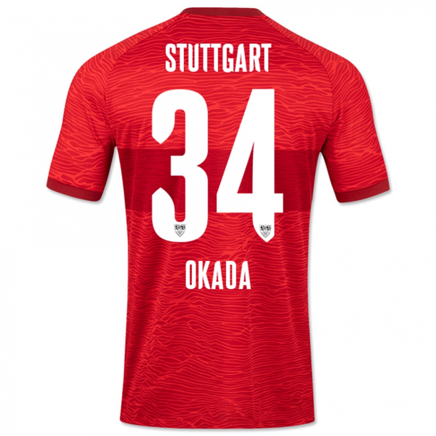 Herren Rei Okada #34 Rot Auswärtstrikot Trikot 2023/24 T-Shirt Österreich