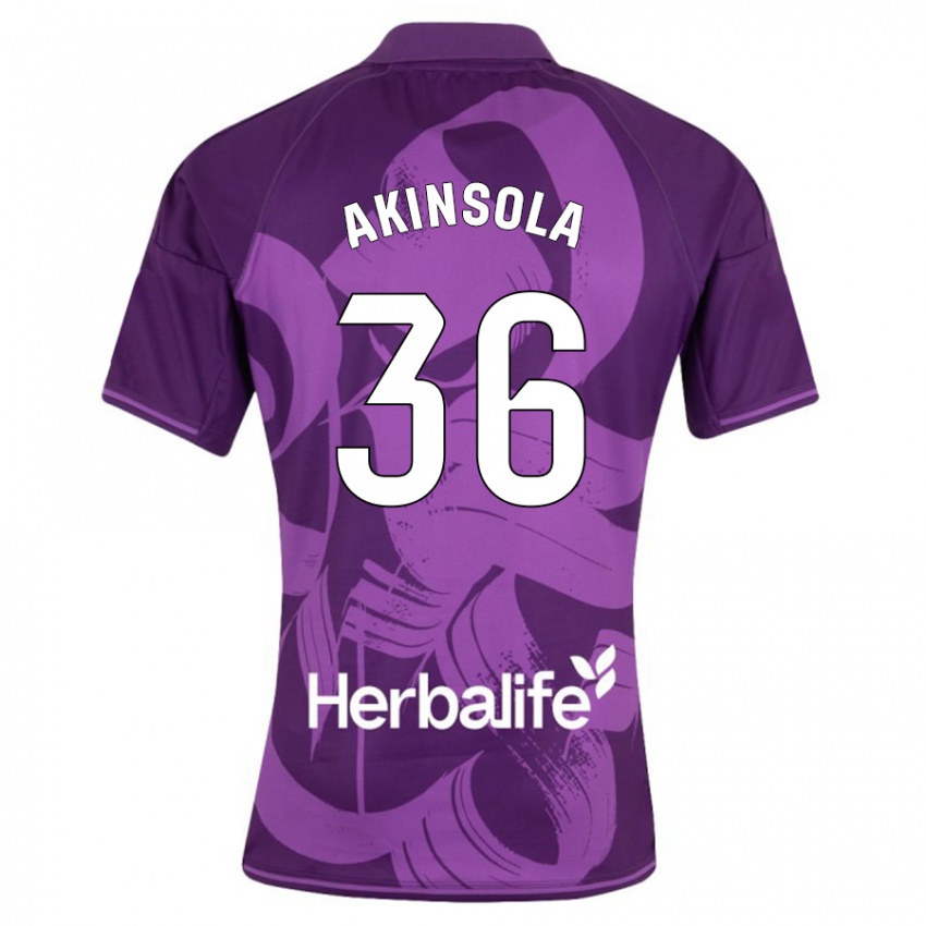 Herren Tunde Akinsola #36 Violett Auswärtstrikot Trikot 2023/24 T-Shirt Österreich