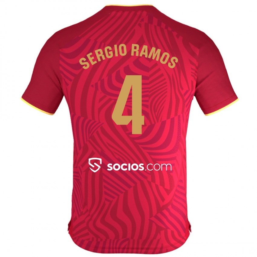 Herren Sergio Ramos #4 Rot Auswärtstrikot Trikot 2023/24 T-Shirt Österreich