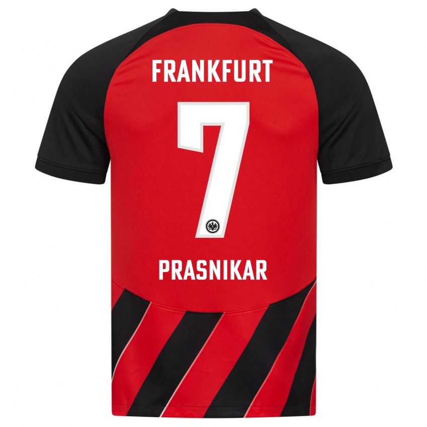 Damen Lara Prasnikar #7 Rot Schwarz Heimtrikot Trikot 2023/24 T-Shirt Österreich