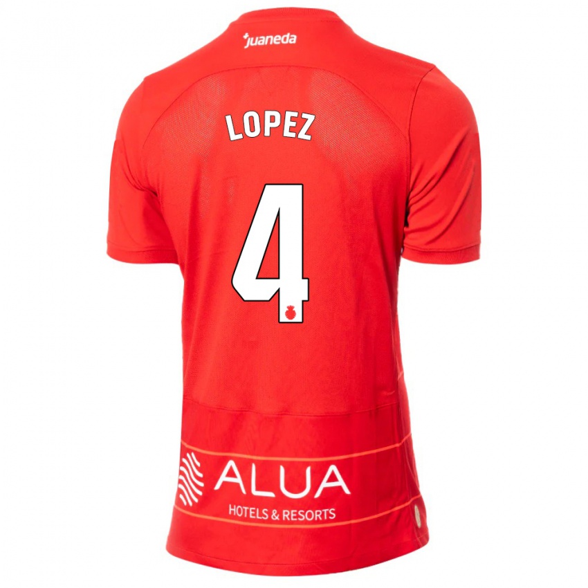 Damen David López #4 Rot Heimtrikot Trikot 2023/24 T-Shirt Österreich