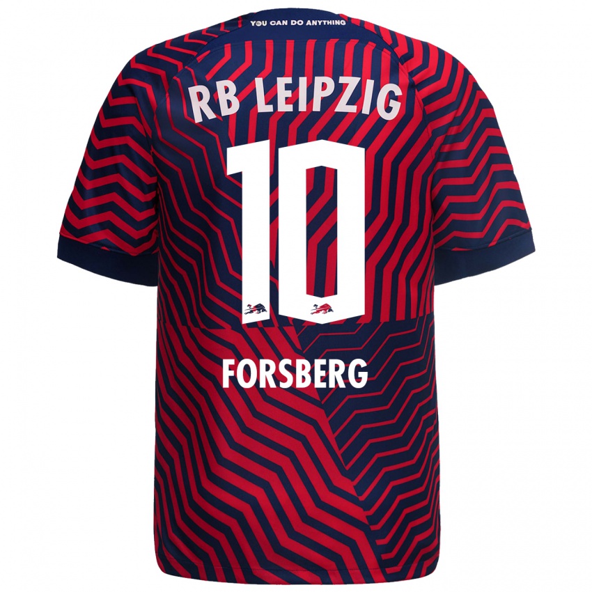 Damen Emil Forsberg #10 Blau Rot Auswärtstrikot Trikot 2023/24 T-Shirt Österreich