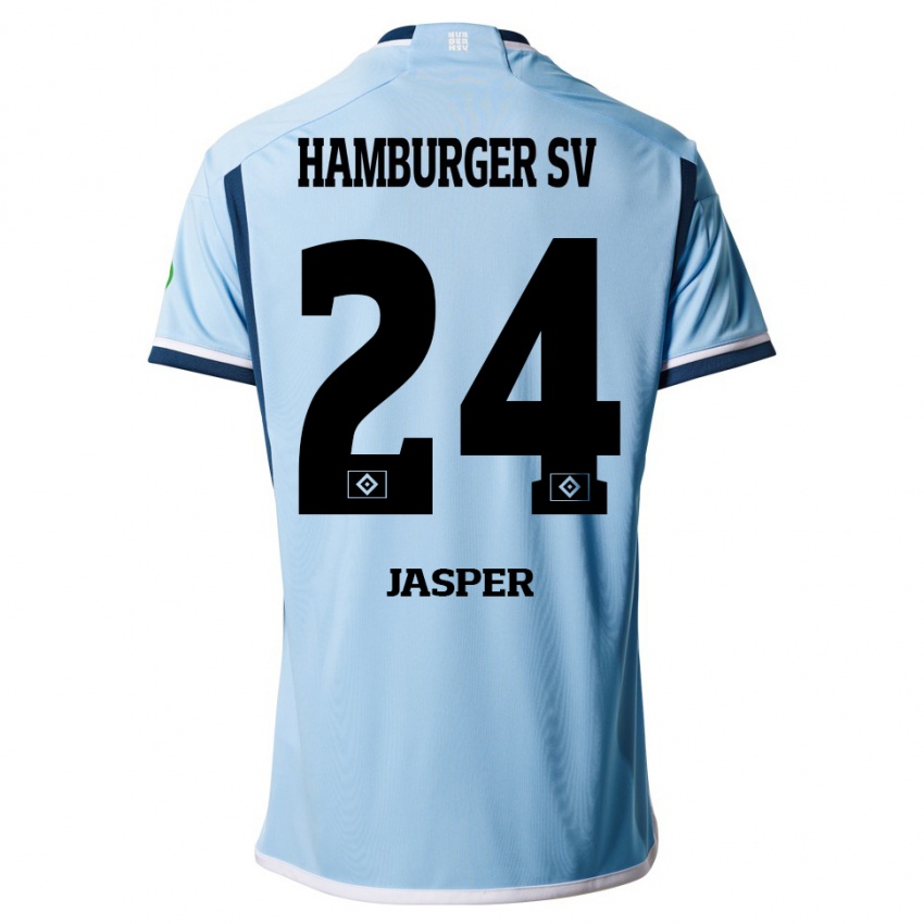 Damen Jan-Lukas Jasper #24 Blau Auswärtstrikot Trikot 2023/24 T-Shirt Österreich