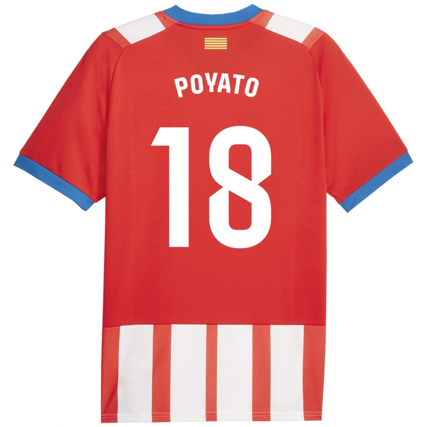 Kinder Marina Poyato #18 Rot-Weiss Heimtrikot Trikot 2023/24 T-Shirt Österreich