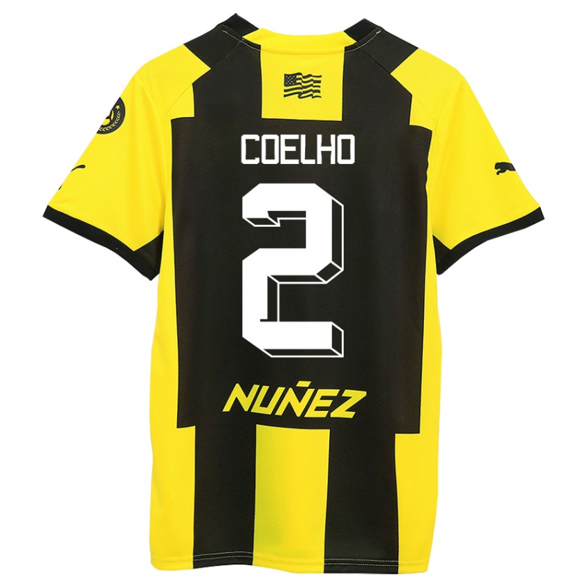 Kinder Léo Coelho #2 Gelb Schwarz Heimtrikot Trikot 2023/24 T-Shirt Österreich