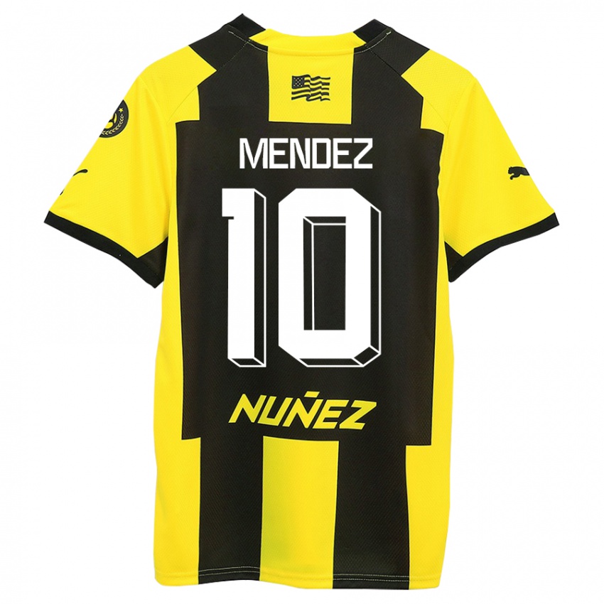 Kinder Kevin Méndez #10 Gelb Schwarz Heimtrikot Trikot 2023/24 T-Shirt Österreich