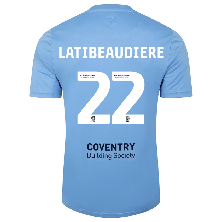 Kinder Joel Latibeaudiere #22 Himmelblau Heimtrikot Trikot 2023/24 T-Shirt Österreich