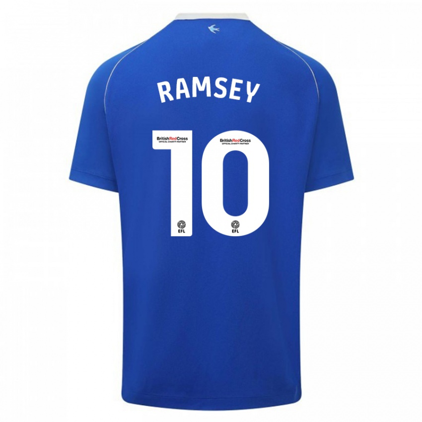 Kinder Aaron Ramsey #10 Blau Heimtrikot Trikot 2023/24 T-Shirt Österreich