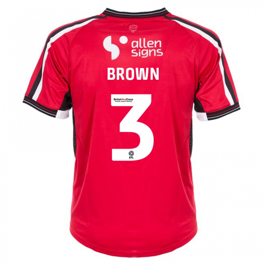 Kinder Jaden Brown #3 Rot Heimtrikot Trikot 2023/24 T-Shirt Österreich