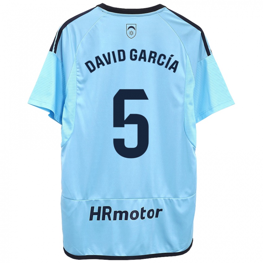 Kinder David García #5 Blau Auswärtstrikot Trikot 2023/24 T-Shirt Österreich