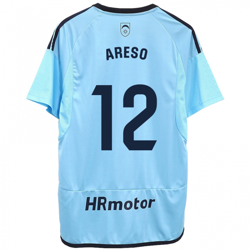 Kinder Jesús Areso #12 Blau Auswärtstrikot Trikot 2023/24 T-Shirt Österreich