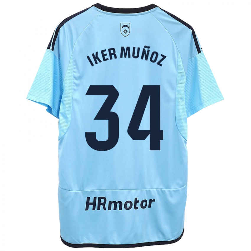 Kinder Iker Muñoz #34 Blau Auswärtstrikot Trikot 2023/24 T-Shirt Österreich