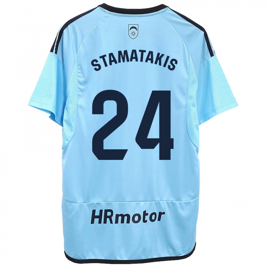 Kinder Dimitrios Stamatakis #24 Blau Auswärtstrikot Trikot 2023/24 T-Shirt Österreich