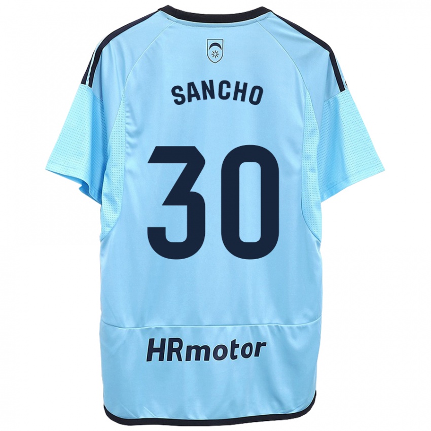 Kinder Dani Sancho #30 Blau Auswärtstrikot Trikot 2023/24 T-Shirt Österreich