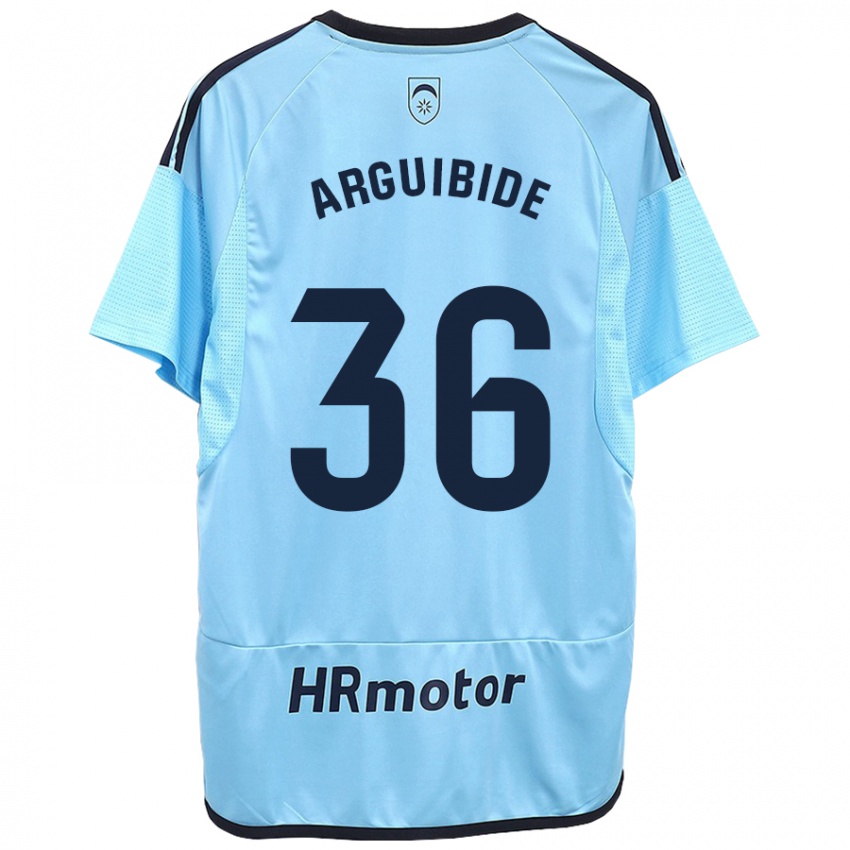 Kinder Iñigo Arguibide #36 Blau Auswärtstrikot Trikot 2023/24 T-Shirt Österreich