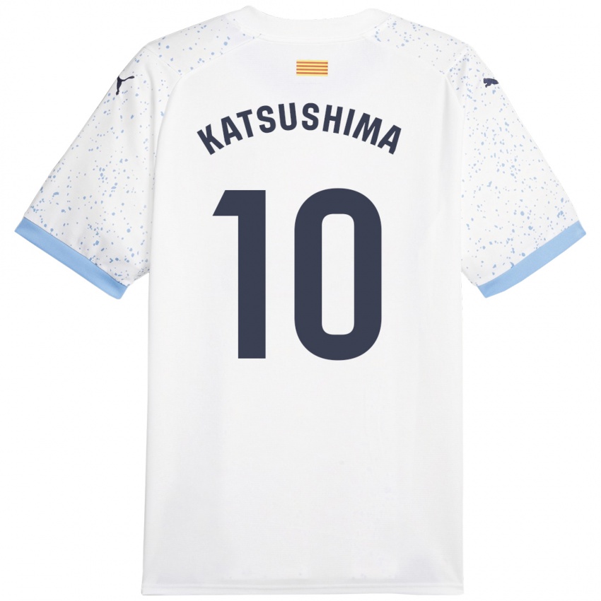 Kinder Shinnosuke Katsushima #10 Weiß Auswärtstrikot Trikot 2023/24 T-Shirt Österreich