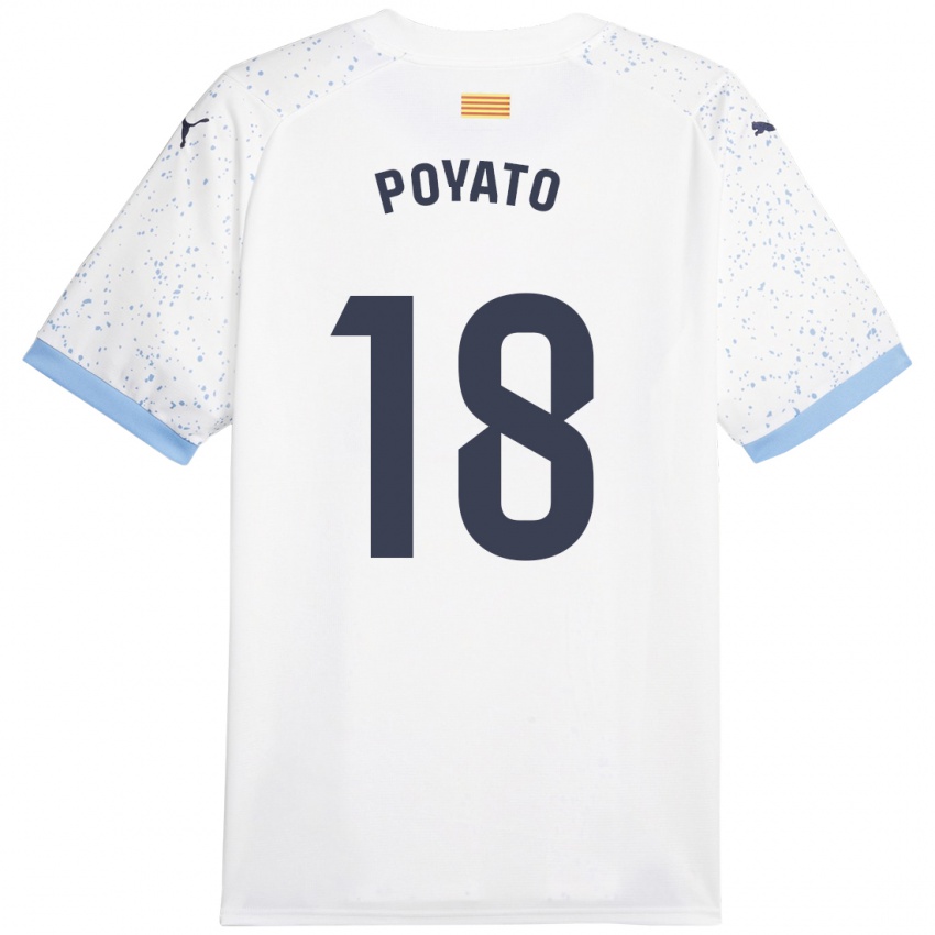 Kinder Marina Poyato #18 Weiß Auswärtstrikot Trikot 2023/24 T-Shirt Österreich