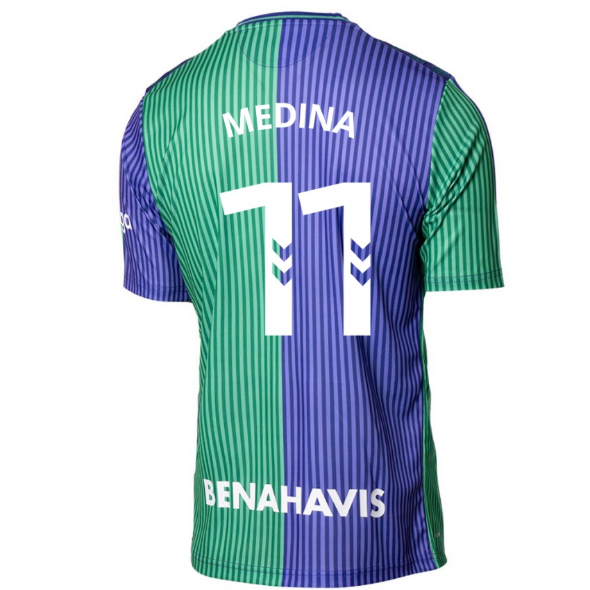 Kinder Kevin Medina #11 Grün Blau Auswärtstrikot Trikot 2023/24 T-Shirt Österreich