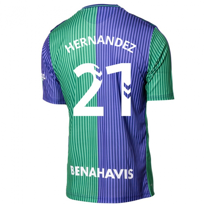 Kinder Juan Hernández #21 Grün Blau Auswärtstrikot Trikot 2023/24 T-Shirt Österreich