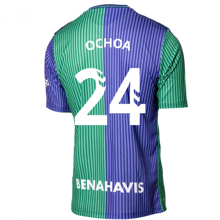 Kinder Aarón Ochoa #24 Grün Blau Auswärtstrikot Trikot 2023/24 T-Shirt Österreich