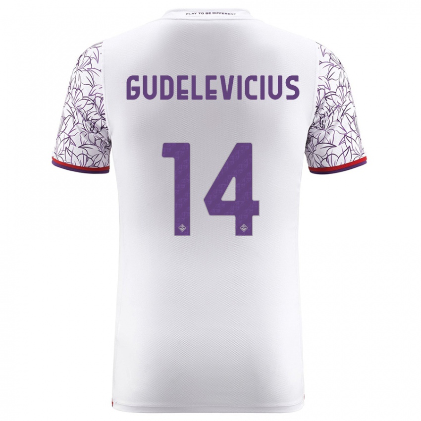 Kinder Ernestas Gudelevicius #14 Weiß Auswärtstrikot Trikot 2023/24 T-Shirt Österreich