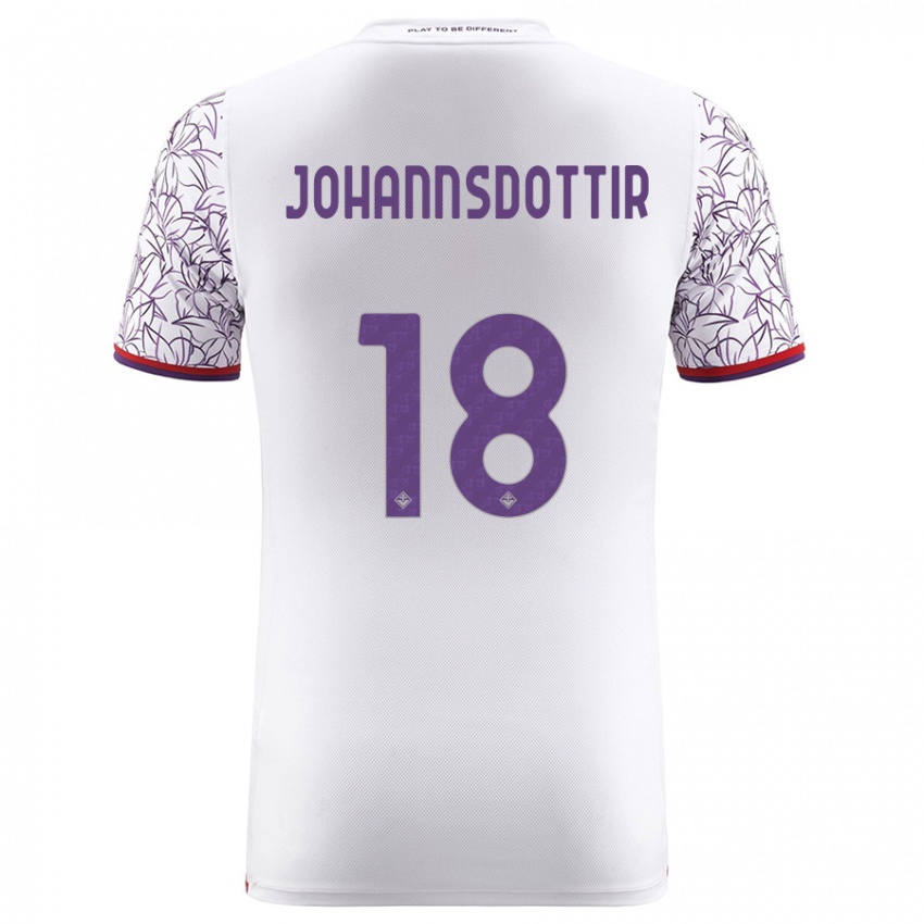 Kinder Alexandra Jóhannsdóttir #18 Weiß Auswärtstrikot Trikot 2023/24 T-Shirt Österreich