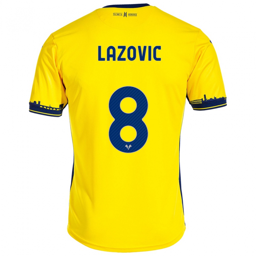 Kinder Darko Lazović #8 Gelb Auswärtstrikot Trikot 2023/24 T-Shirt Österreich