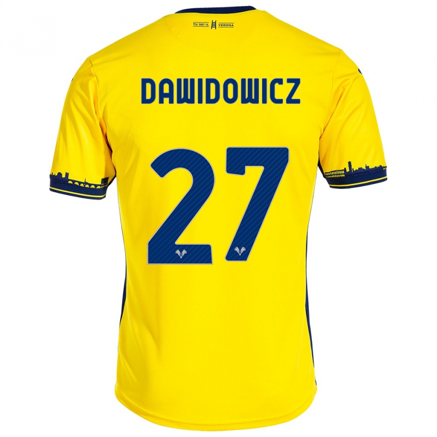 Kinder Pawel Dawidowicz #27 Gelb Auswärtstrikot Trikot 2023/24 T-Shirt Österreich