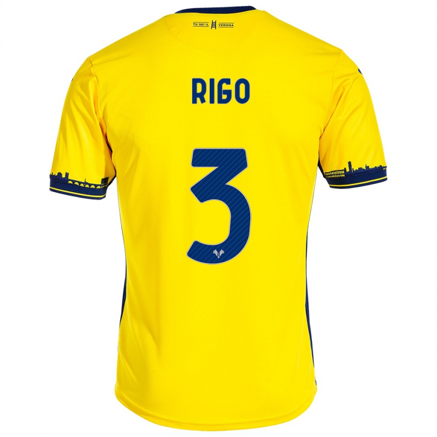 Kinder Mattia Rigo #3 Gelb Auswärtstrikot Trikot 2023/24 T-Shirt Österreich