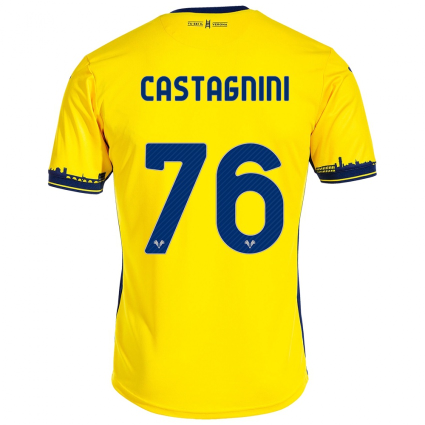 Kinder Mirko Castagnini #76 Gelb Auswärtstrikot Trikot 2023/24 T-Shirt Österreich