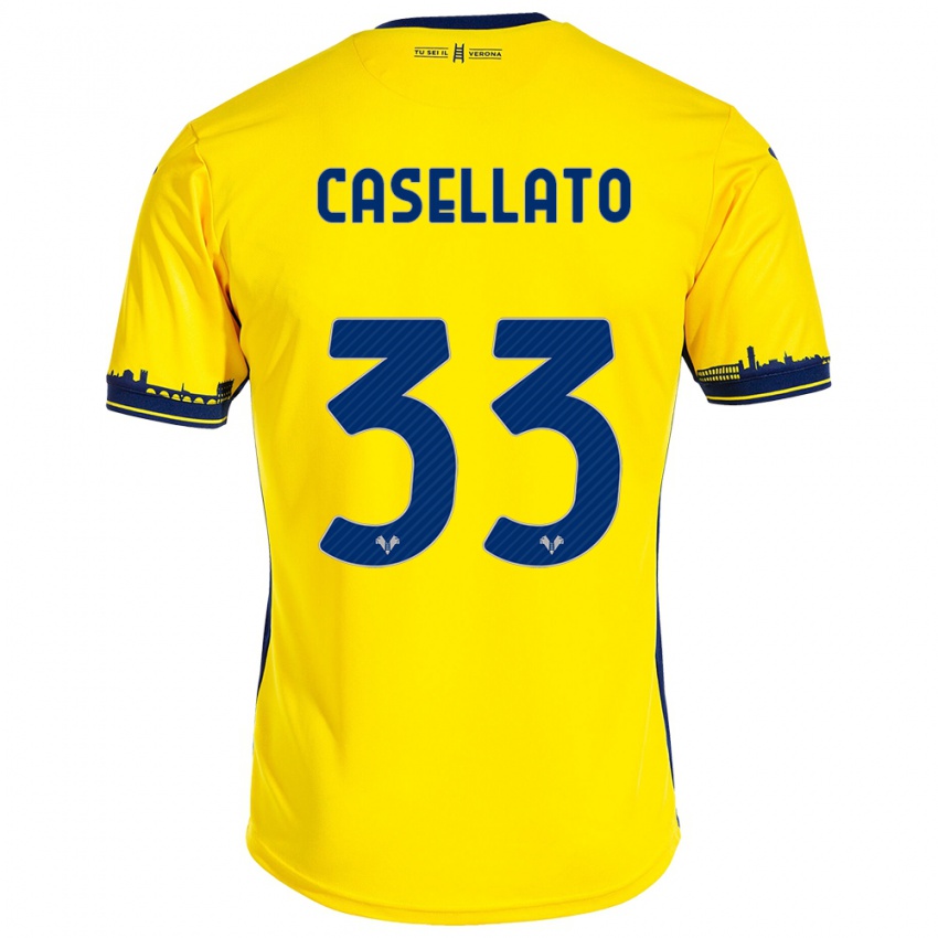 Kinder Elisa Casellato #33 Gelb Auswärtstrikot Trikot 2023/24 T-Shirt Österreich