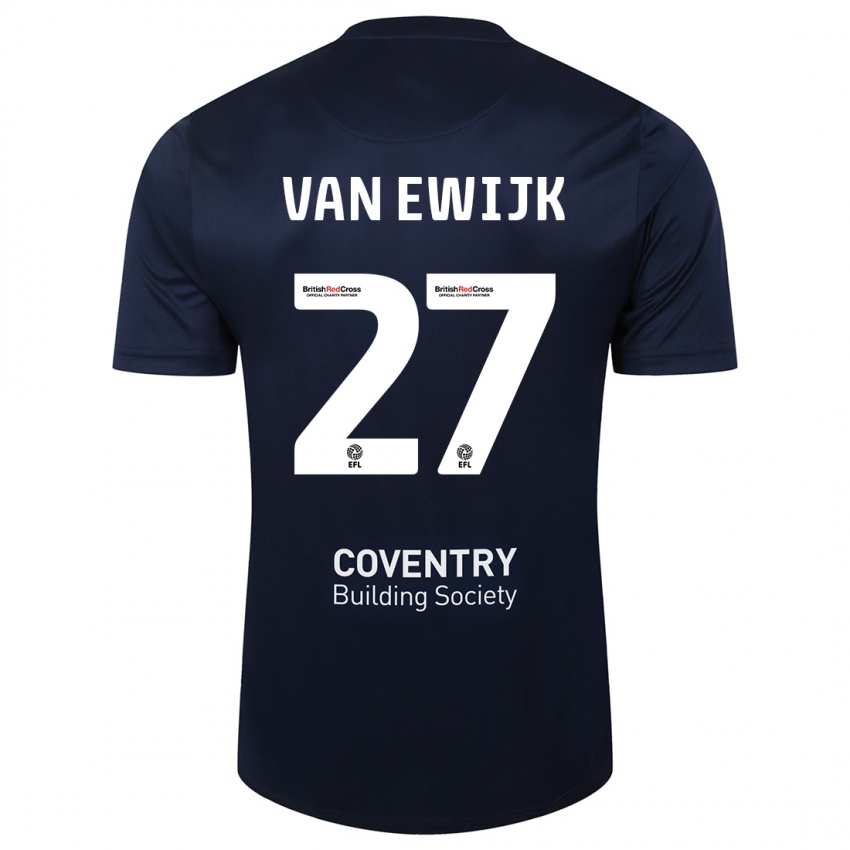 Kinder Milan Van Ewijk #27 Rote Marine Auswärtstrikot Trikot 2023/24 T-Shirt Österreich
