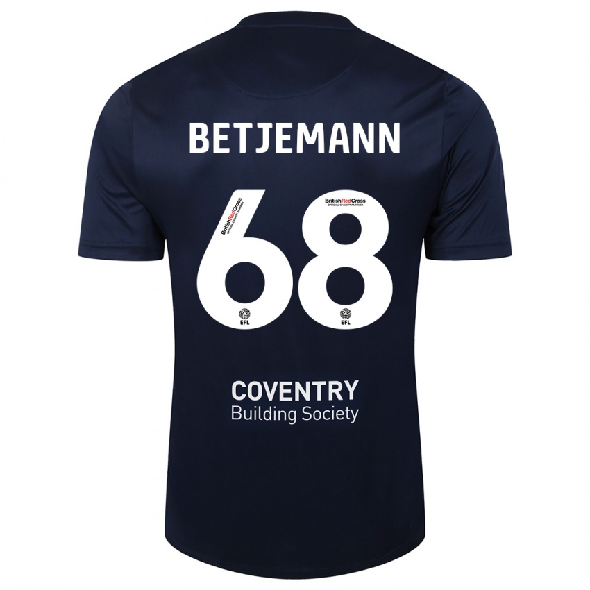 Kinder Elliot Betjemann #68 Rote Marine Auswärtstrikot Trikot 2023/24 T-Shirt Österreich